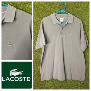 Lacoste Gray Classic‎ Cotton Polo Embroidered Croc Shirt Short Sleeves Size 6